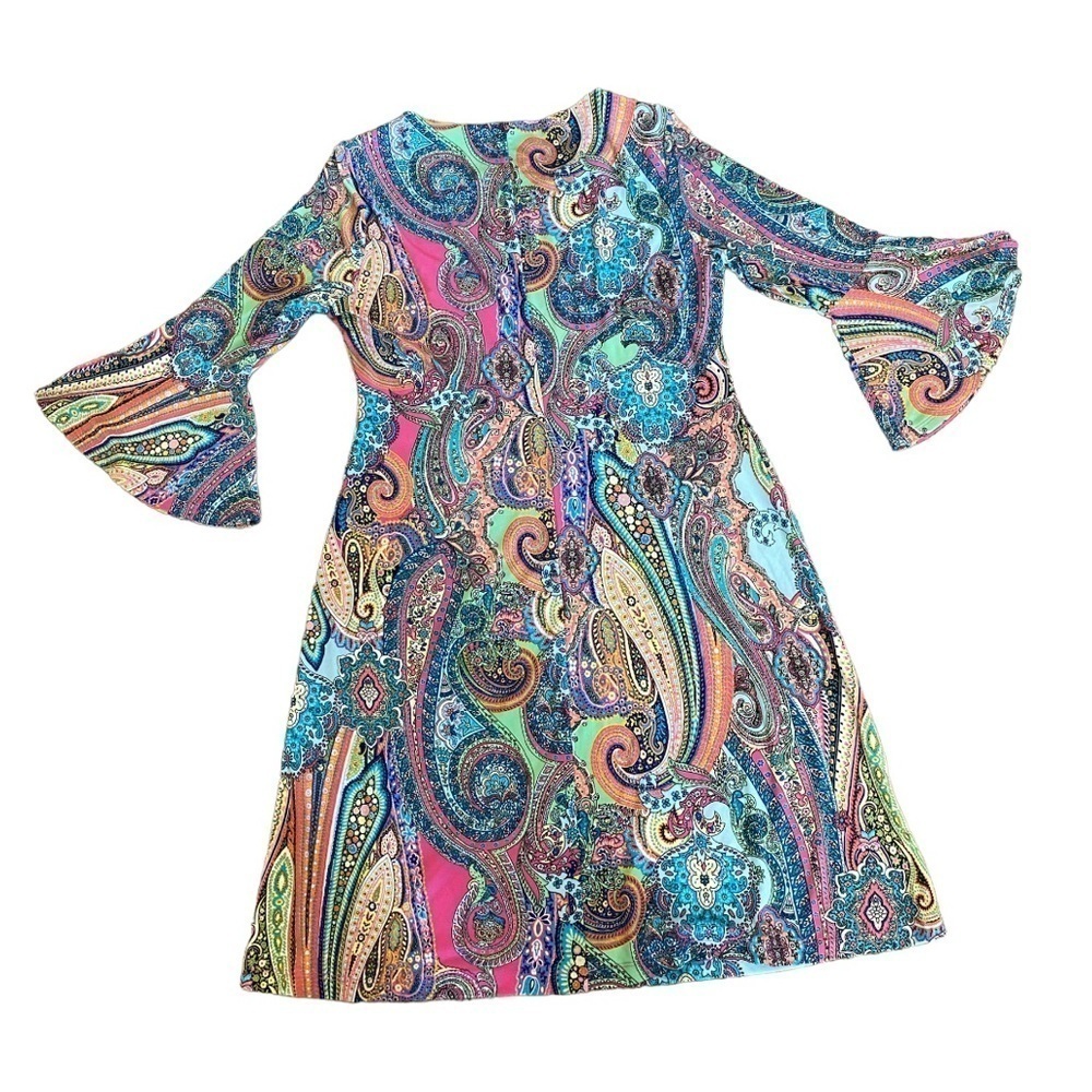 Tommy Hilfiger Jaipur Paisley Jersey Womens 3/4 Bell Sleeve Sheath Dress Size 6 - Picture 5 of 12
